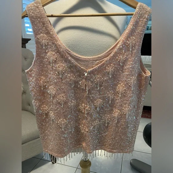 Monet Pink Beaded Women's Top - Picture 2 of 5